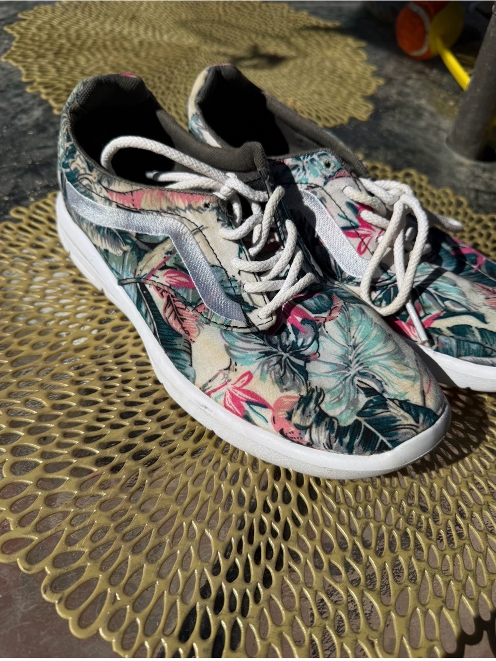 Vans Women's Floral Lace-Up Sneakers - Pink, Teal & White